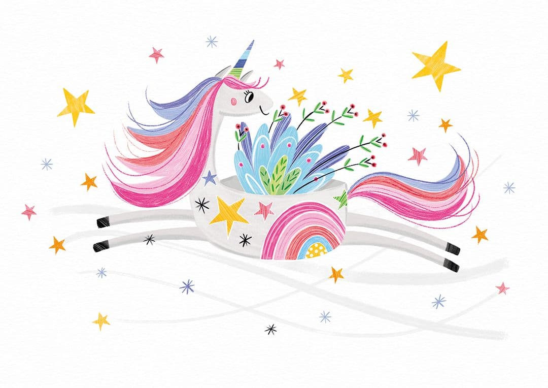 Illustration of brk0149 c3 monica unicorn character coloured web