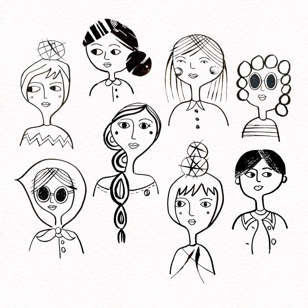 Illustration of brk women faces web