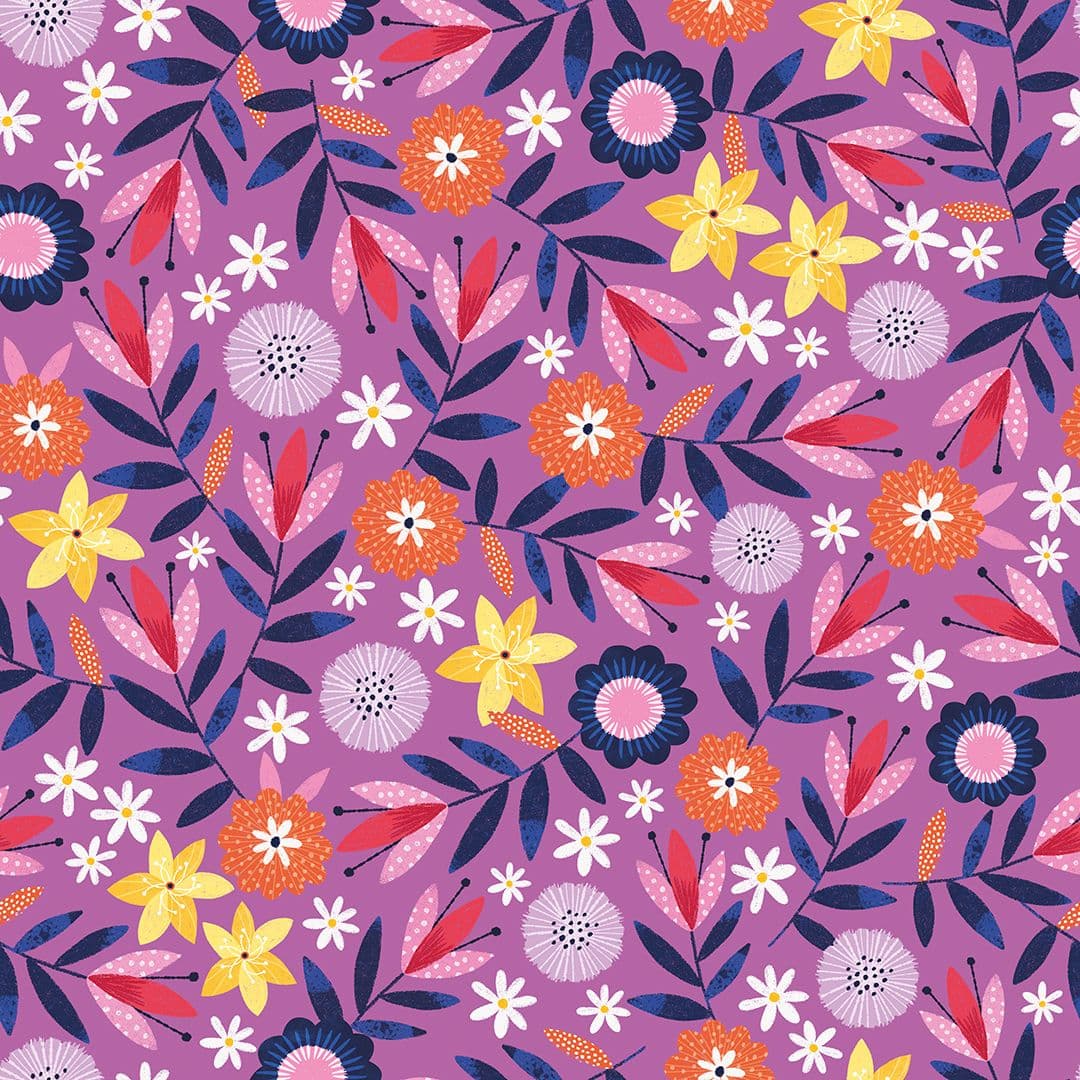Illustration of brk0227 d scattered flowers purple web